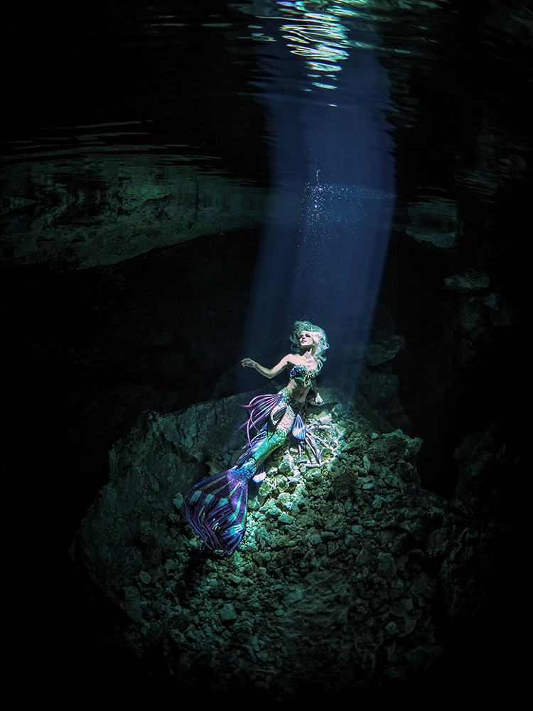 Mermaid in a mexican cenote.